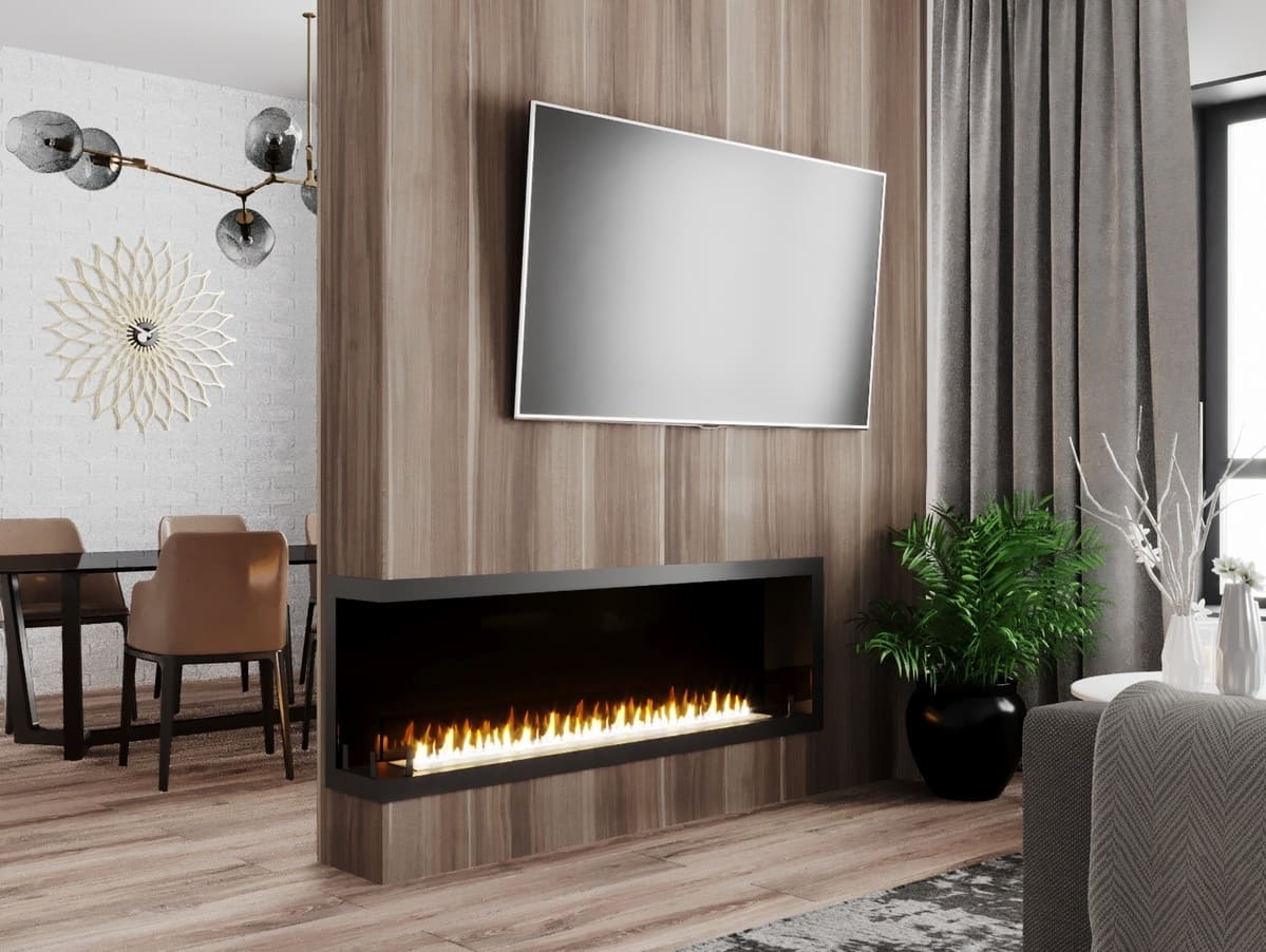 Биокамин "Русский огонь" Честер 1500 угловой левый с защитным и декоративным стеклом по цене 65 750 руб.